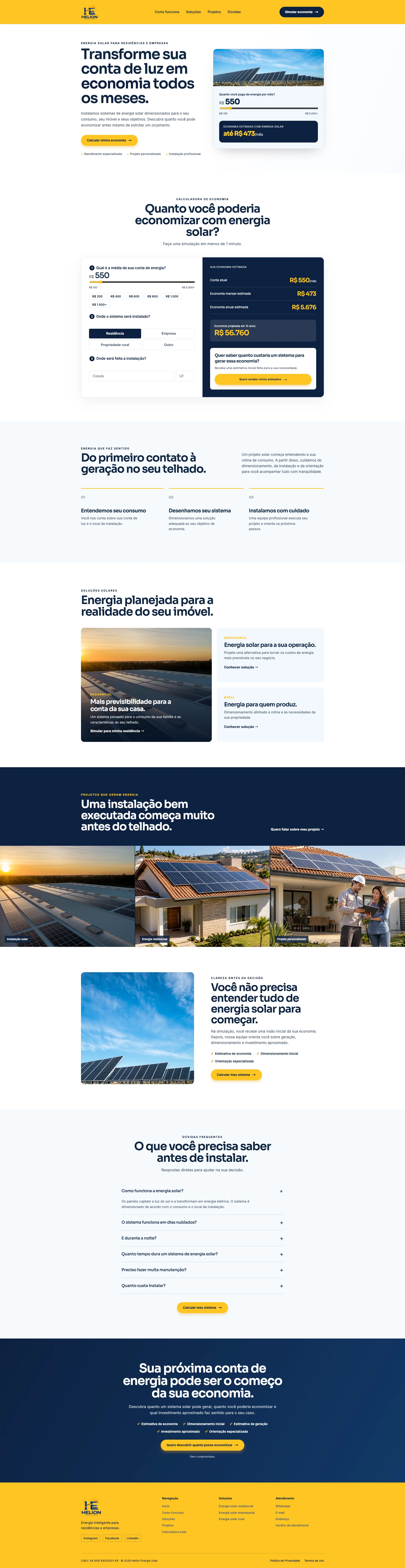 Projeto de landing page de energia solar